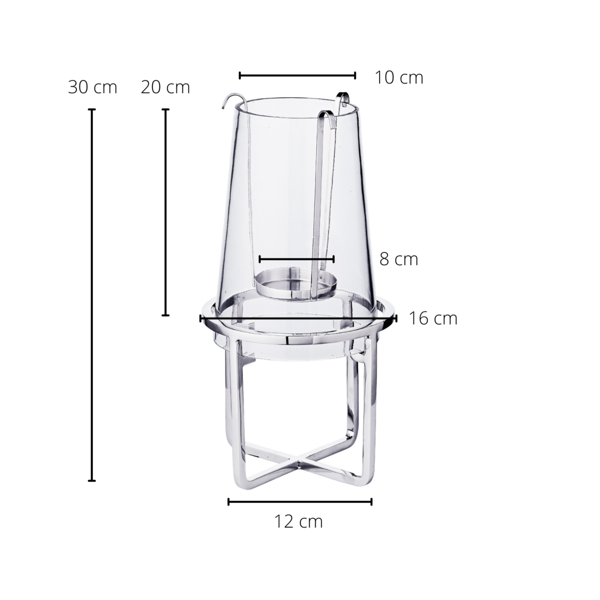 EDZARD lantaarn Moll, roestvrij staal vernikkeld, met glas, hoogte 30 cm, diameter 15 cm