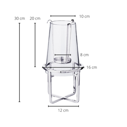 EDZARD lantaarn Moll, roestvrij staal vernikkeld, met glas, hoogte 30 cm, diameter 15 cm