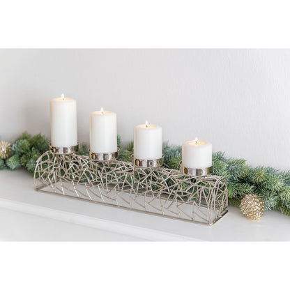 EDZARD Advent kandelaar Milano, vernikkeld messing, zilverkleurig, lengte 44 cm, voor kaarsen diameter 6 cm