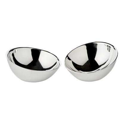 EDZARD set van 2 kommen Asti, hoogwaardig staal hoogglans gepolijst, diameter 10 cm, hoogte 5 tot 8 cm