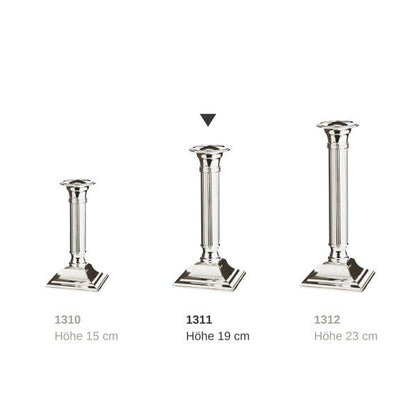 EDZARD kandelaar Lincoln voor stokkenkaarsen, geribbelde schacht, edel verzilverd, aanslag beschermd, H 19 cm