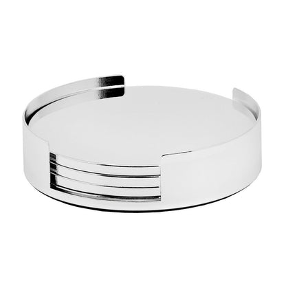 EDZARD Set van 4 onderzetters Due met houder, diameter 9 cm, verzilverd, aanslagbestendig