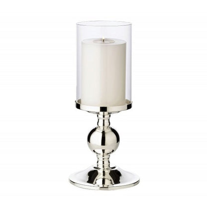EDZARD kandelaar kandelaar Bamboe, elegant verzilverd, aanslagvrij, met glas, hoogte 28,5 cm