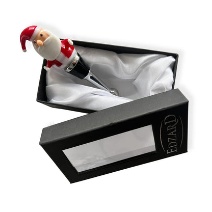 EDZARD Kerstman flessenstop (hoogte 11 cm) voor champagne, wijn en mousserende wijn, in de stijl van traditionele glaskunst, handgemaakt