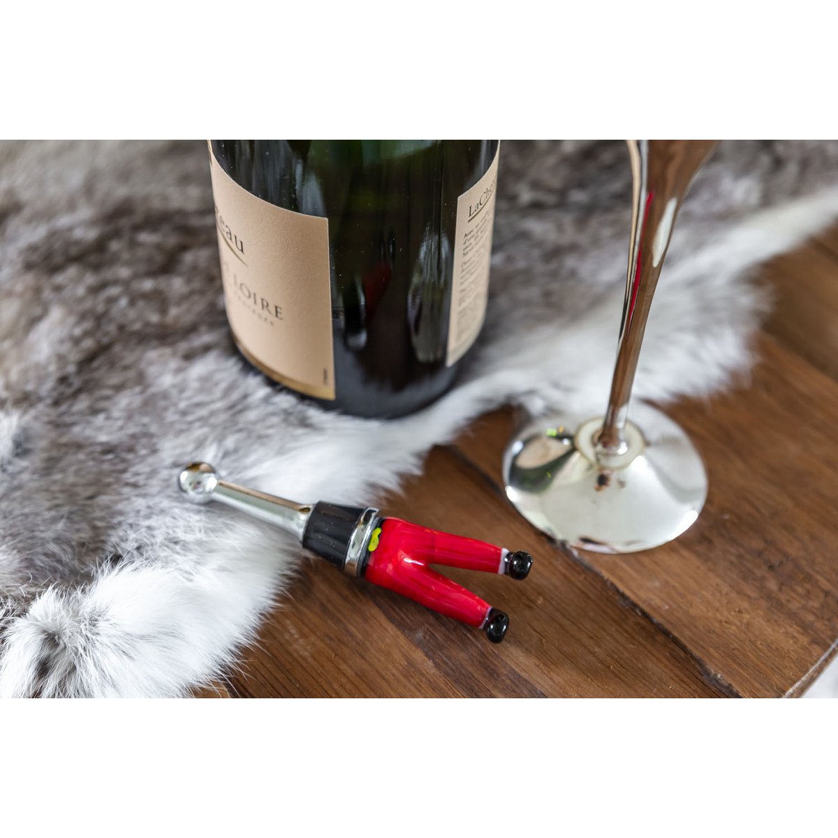 EDZARD flessendop Kerstmanpoten (hoogte 10 cm) voor champagne, wijn en mousserende wijn, in de stijl van traditionele glaskunst, handgemaakt