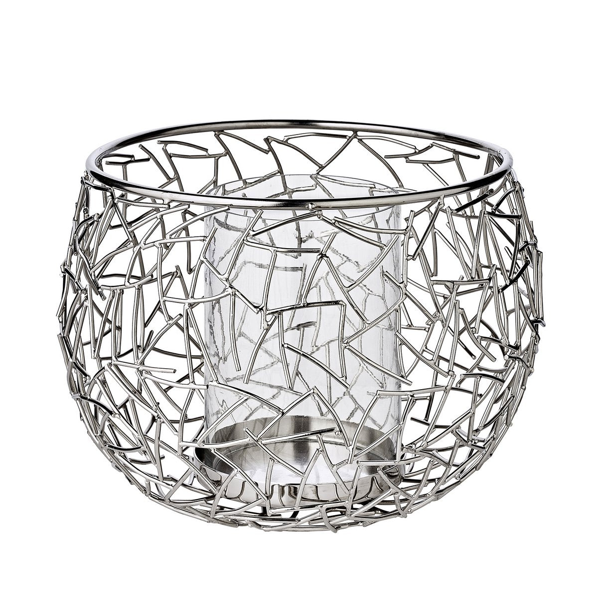 EDZARD lantaarn Milano, roestvrij staal, glanzend vernikkeld, met glas, diameter 27 cm, hoogte 19 cm