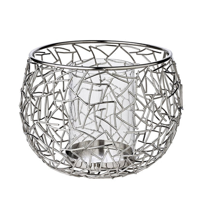 EDZARD lantaarn Milano, roestvrij staal, glanzend vernikkeld, met glas, diameter 27 cm, hoogte 19 cm