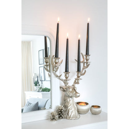 EDZARD kandelaar Hirsch Richard voor 6 kegelvormige kaarsen, hoogte 65 cm, aluminium vernikkeld, zilverkleurig