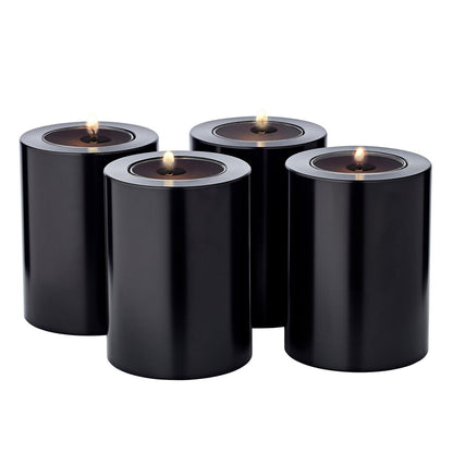Set van 4 permanente kaarsen Cornelius (hoogte 8 cm, Ø 6 cm) zwart, theelichthouder hittebestendig tot 90°