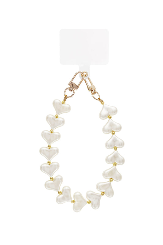 Trendy phone cord with pearled hearts