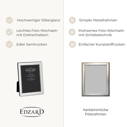 EDZARD fotolijst Salerno voor foto 15 x 20 cm, edel verzilverd, aanslag beschermd, met 2 hangers