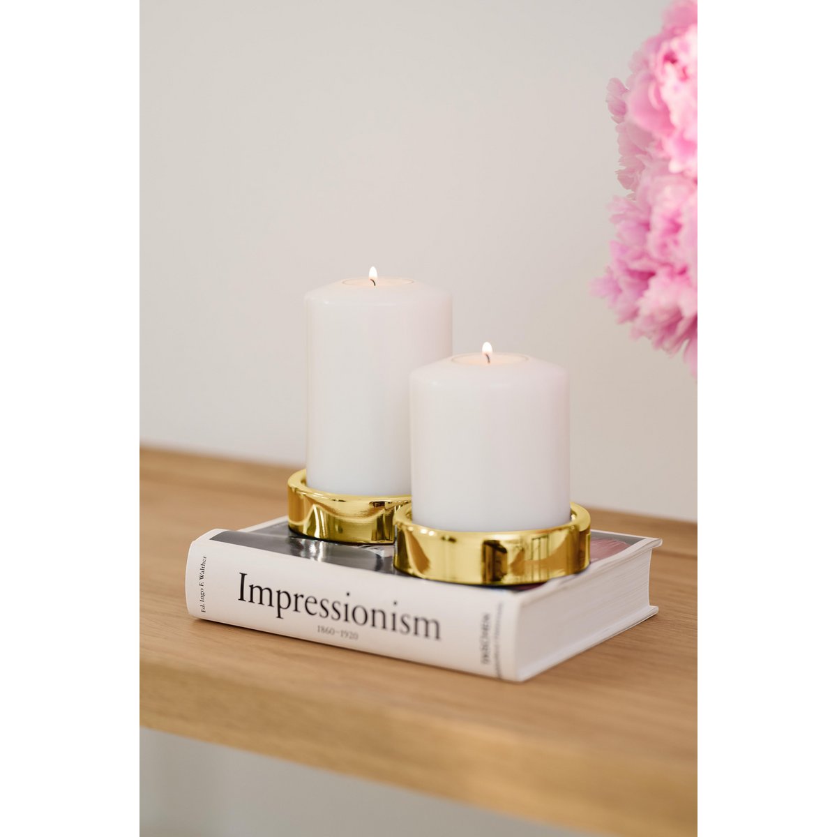 EDZARD set van 2 kandelaars Sanremo goud, elegant vernikkeld, ø 10 cm, voor stompkaarsen