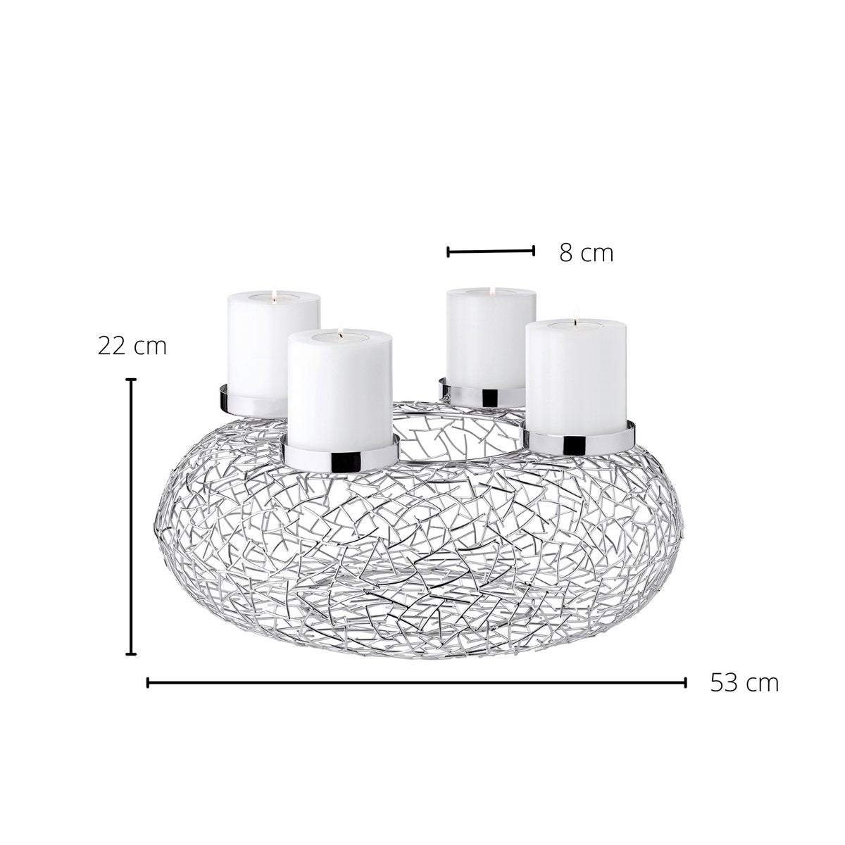 EDZARD Adventskrans Milano, roestvrij staal, glanzend vernikkeld, diameter 53 cm