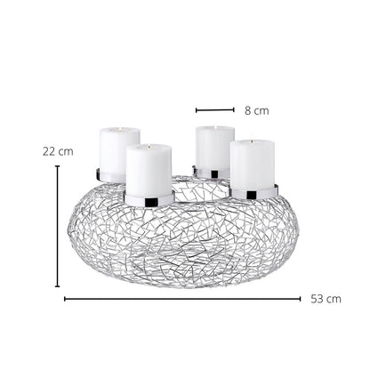 EDZARD Adventskrans Milano, roestvrij staal, glanzend vernikkeld, diameter 53 cm