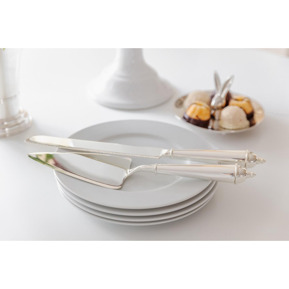 EDZARD taartschep & cakemes, verzilverd, aanslagbestendig, meslengte 32 cm, lifter lengte 28 cm