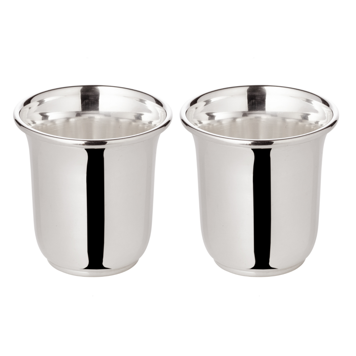 Set van 2 borrelbekers Cuno (hoogte 5 cm, 4 cl), zwaar verzilverd, borrelglas