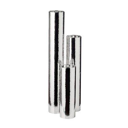 EDZARD kandelaar Boston voor kaars diameter 10 cm, gehamerd, RVS glanzend vernikkeld, H 60 cm