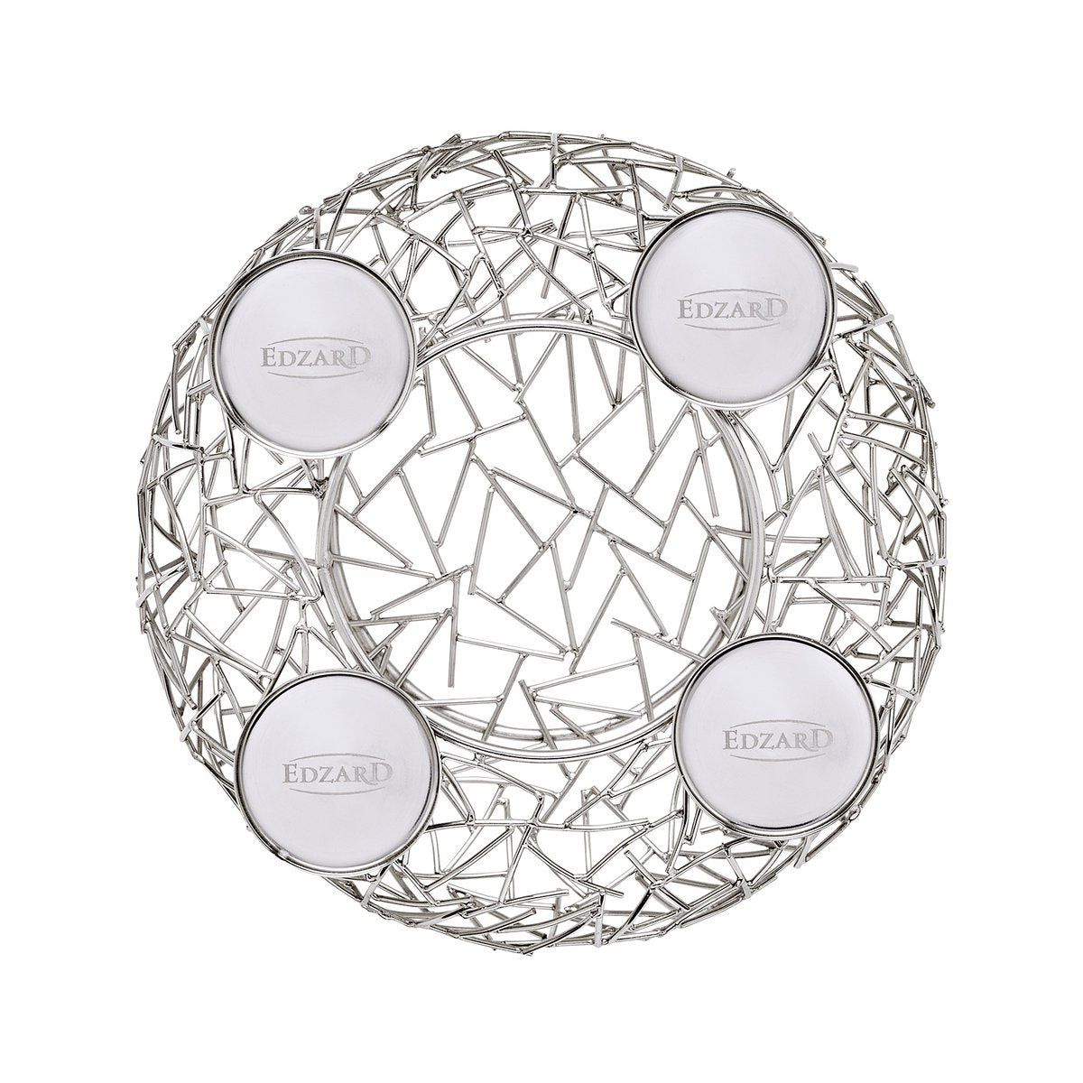 EDZARD Adventskrans Milano, roestvrij staal, glanzend vernikkeld, diameter 28 cm, voor stompkaarsen ø 6 cm