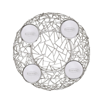 EDZARD Adventskrans Milano, roestvrij staal, glanzend vernikkeld, diameter 28 cm, voor stompkaarsen ø 6 cm