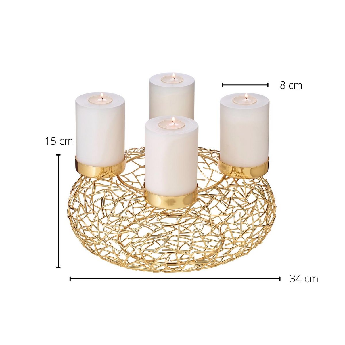 EDZARD Adventskrans Milano, roestvrij staal, goud look, diameter 34 cm