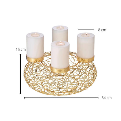 EDZARD Adventskrans Milano, roestvrij staal, goud look, diameter 34 cm