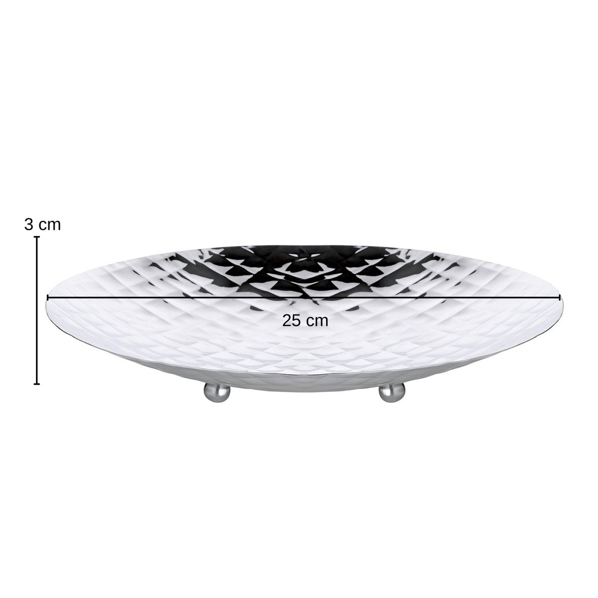 Leonora bord (Ø 25 cm, hoogte 3,2 cm), gehamerd, roestvrij staal