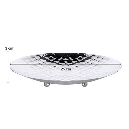 Leonora bord (Ø 25 cm, hoogte 3,2 cm), gehamerd, roestvrij staal