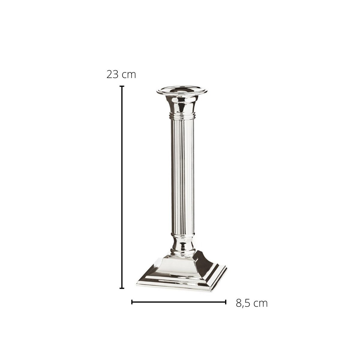 EDZARD kandelaar Lincoln voor stokkaarsen, geribbelde schacht, edel verzilverd, aanslag beschermd, H 23 cm