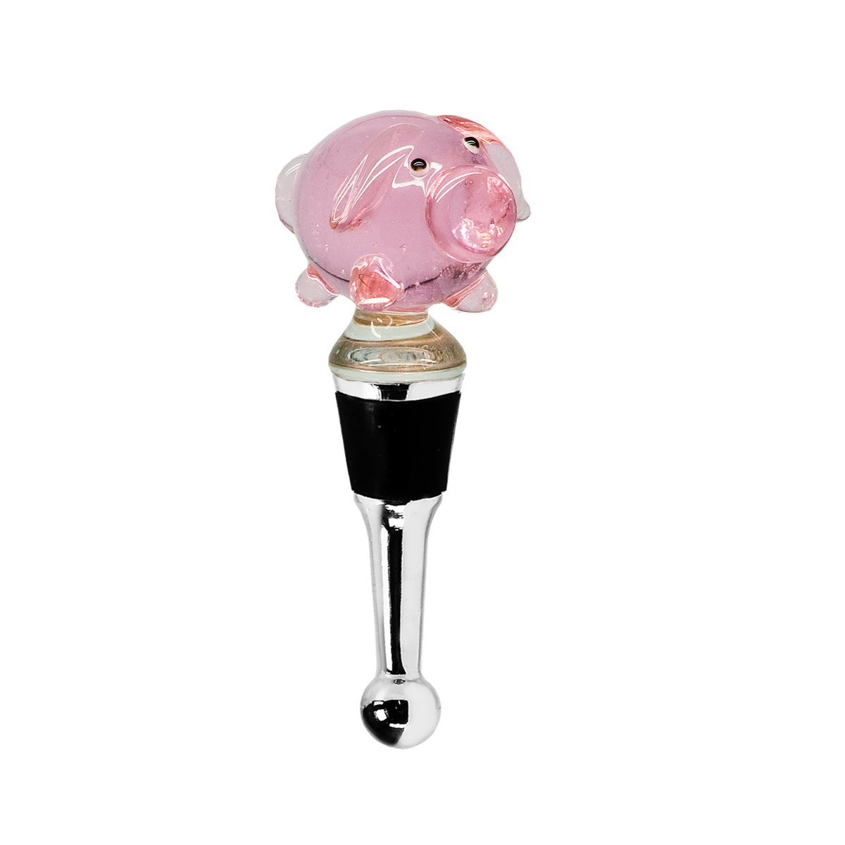 EDZARD flessenstop varken (hoogte 10 cm) voor champagne, wijn en mousserende wijn, in de stijl van traditionele glaskunst, handgemaakt