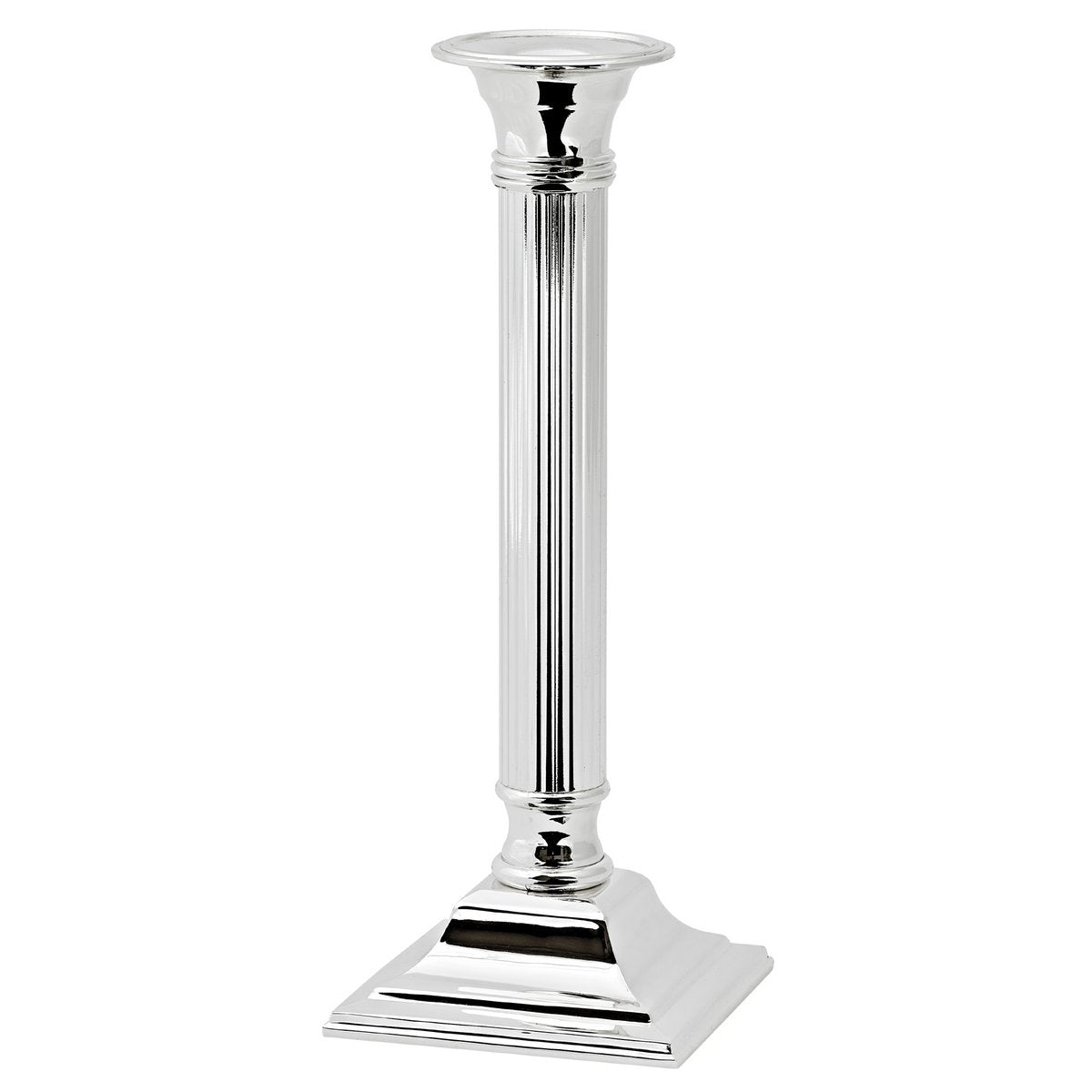EDZARD kandelaar Lincoln voor stokkaarsen, geribbelde schacht, edel verzilverd, aanslag beschermd, H 23 cm