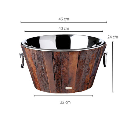 EDZARD champagnekoeler Montgomery, teak, roestvrij staal glanzend vernikkeld, ø 46 cm, H 24 cm, gewicht 7,5 kg