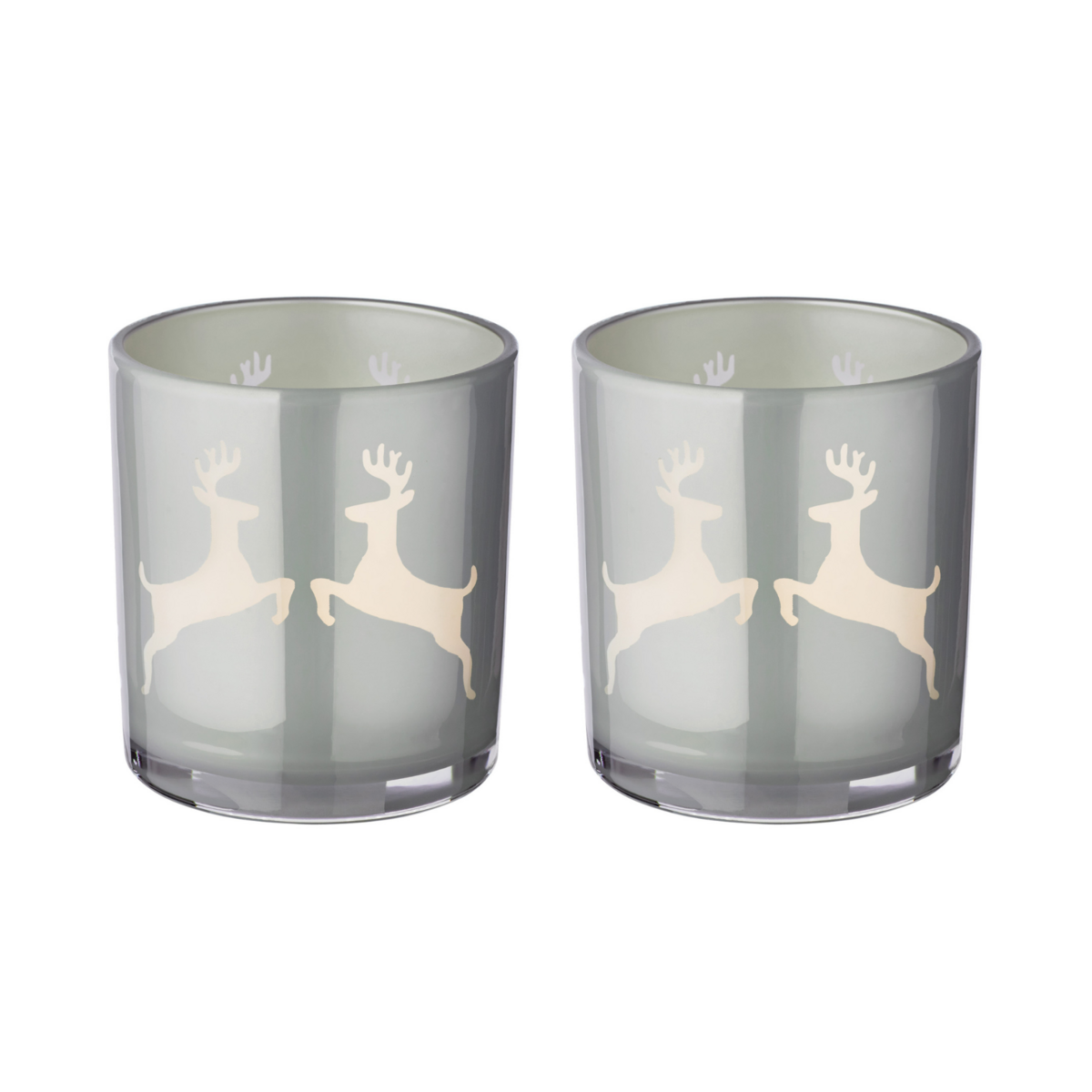 Set van 2 theelichtglazen Loki (hoogte 8 cm) in grijs