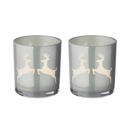Set van 2 theelichtglazen Loki (hoogte 8 cm) in grijs