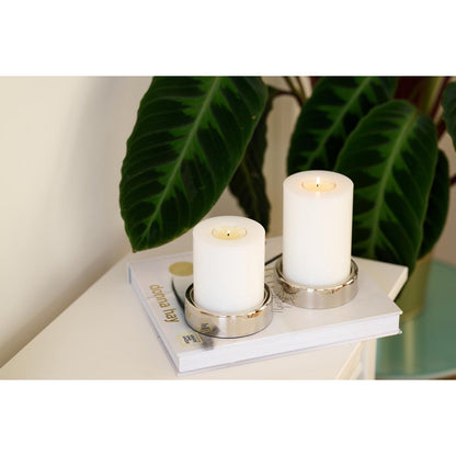 EDZARD EDZARD set van 2 kandelaars Sanremo, edel verzilverd, aanslagbestendig, ø 10 cm, voor stompkaarsen