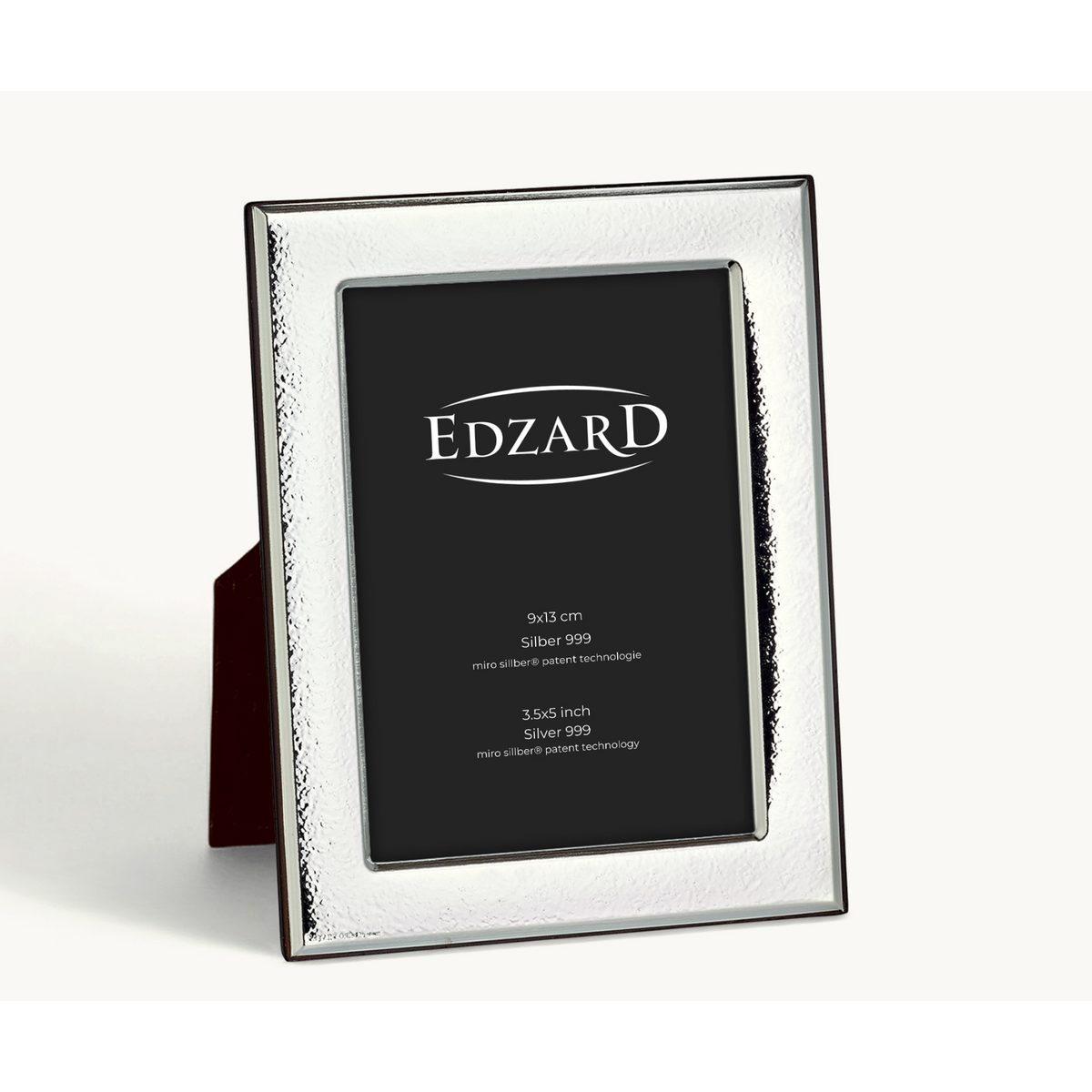 Montiano fotolijst (9x13 cm), elegant verzilverd, aanslagvrij, met houten decor achterkant