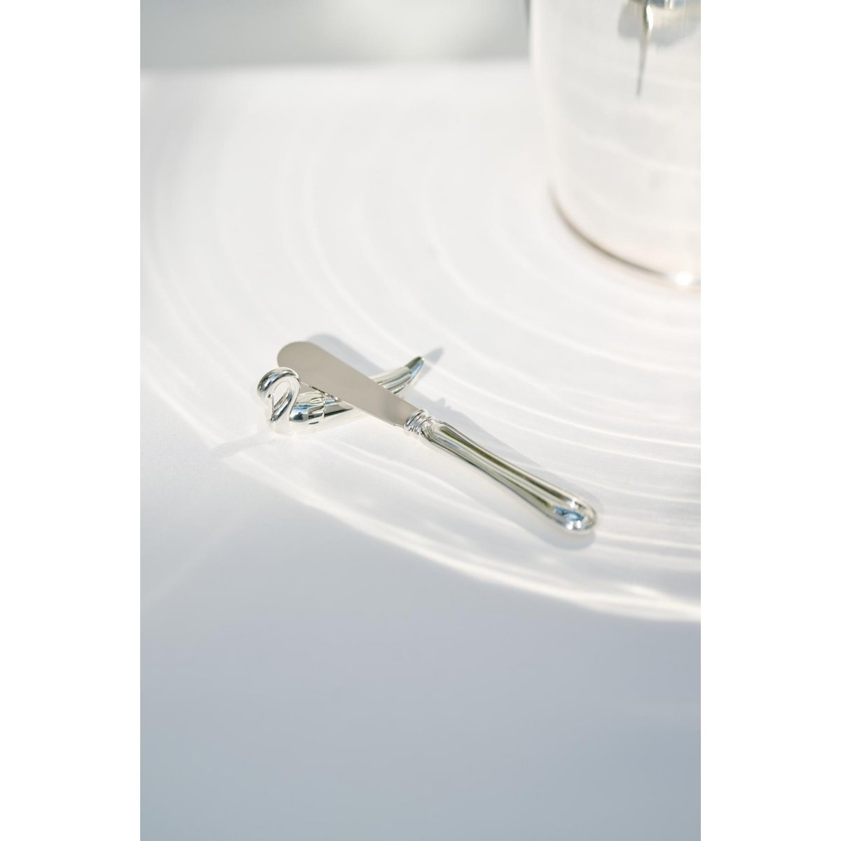 EDZARD set van 6 messenlegger Meslegger zwaan, lengte 7 cm, verzilverd