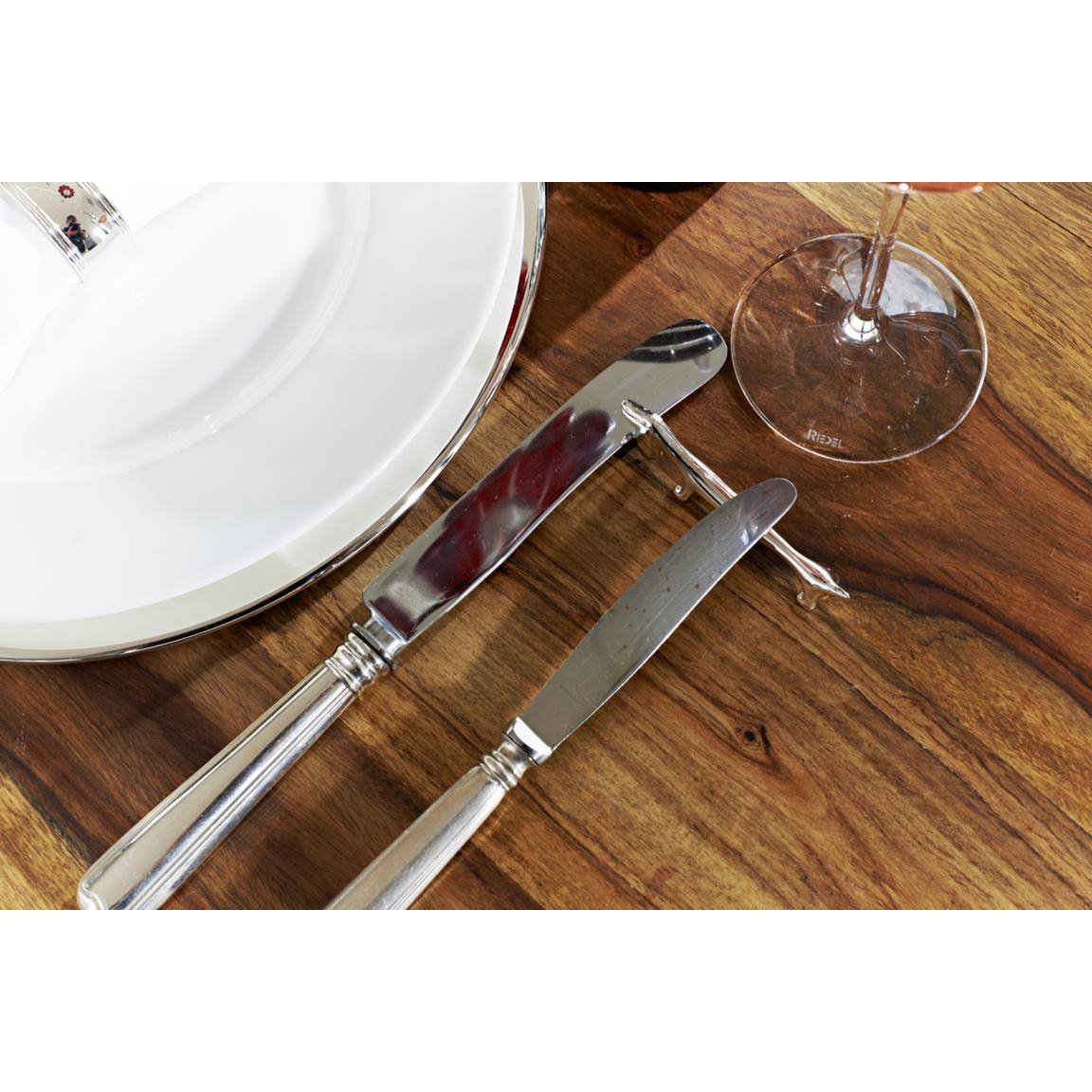 EDZARD set van 6 messenlegger Meshouder hond / teckel, edel verzilverd, aanslag beschermd, lengte 9 cm
