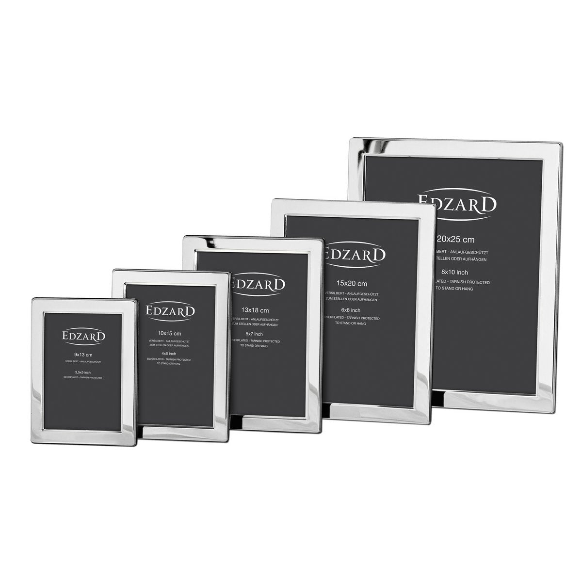 EDZARD fotolijst Salerno voor foto 20 x 25 cm, edel verzilverd, aanslagbestendig, met 2 hangers