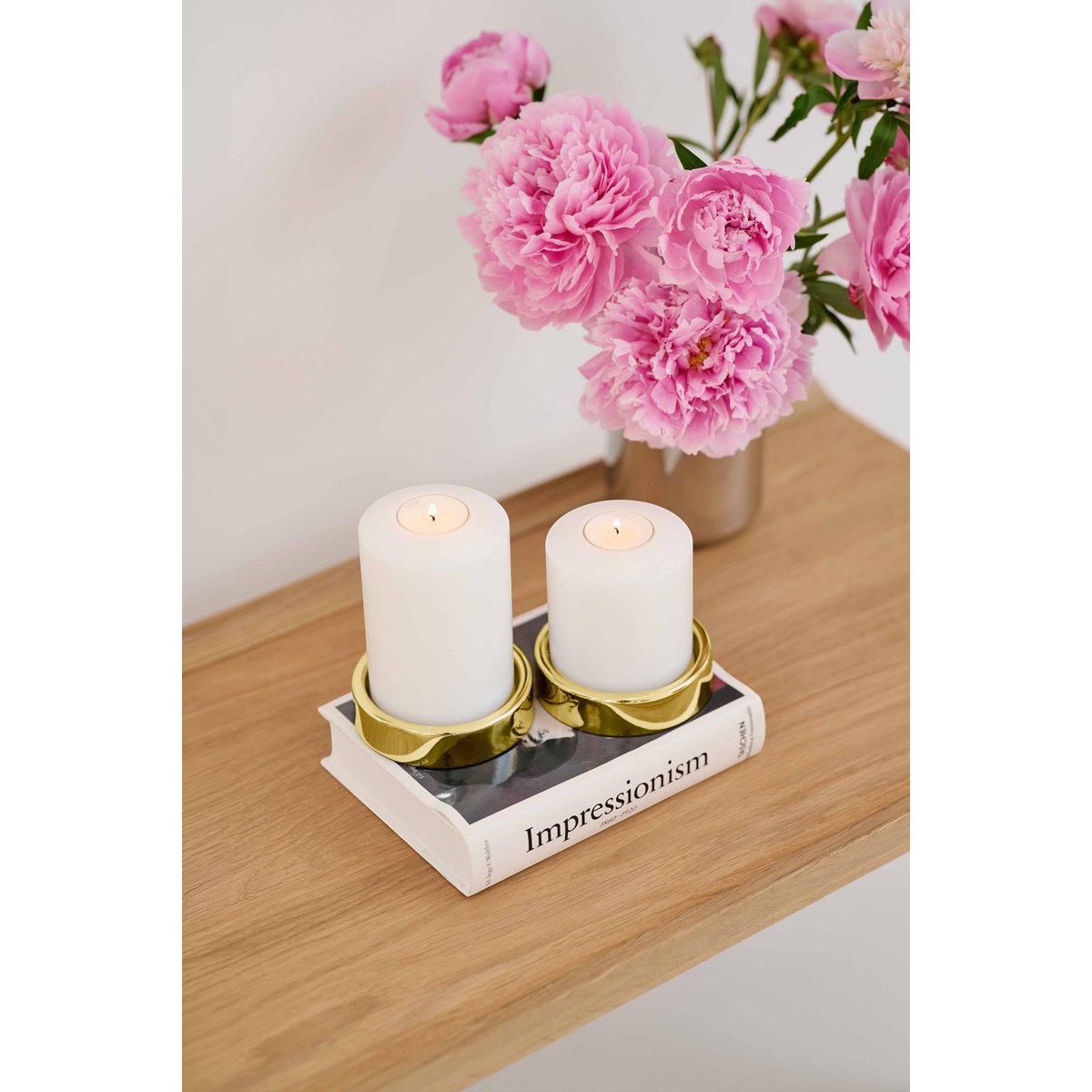 EDZARD set van 2 kandelaars Sanremo goud, elegant vernikkeld, ø 10 cm, voor stompkaarsen