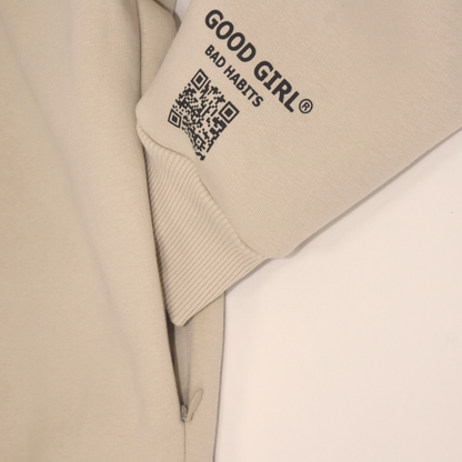 Hoodie "SLECHTE MEISJES GAAN NAAR PARIJS" - Beige