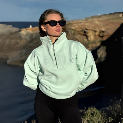 Half Zip Sweat "Be Good Be Bad Just Be" - Black