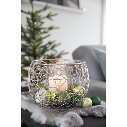 EDZARD lantaarn Milano, roestvrij staal, glanzend vernikkeld, met glas, diameter 27 cm, hoogte 19 cm