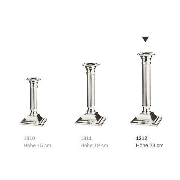 EDZARD kandelaar Lincoln voor stokkaarsen, geribbelde schacht, edel verzilverd, aanslag beschermd, H 23 cm