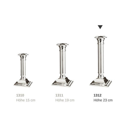 EDZARD kandelaar Lincoln voor stokkaarsen, geribbelde schacht, edel verzilverd, aanslag beschermd, H 23 cm
