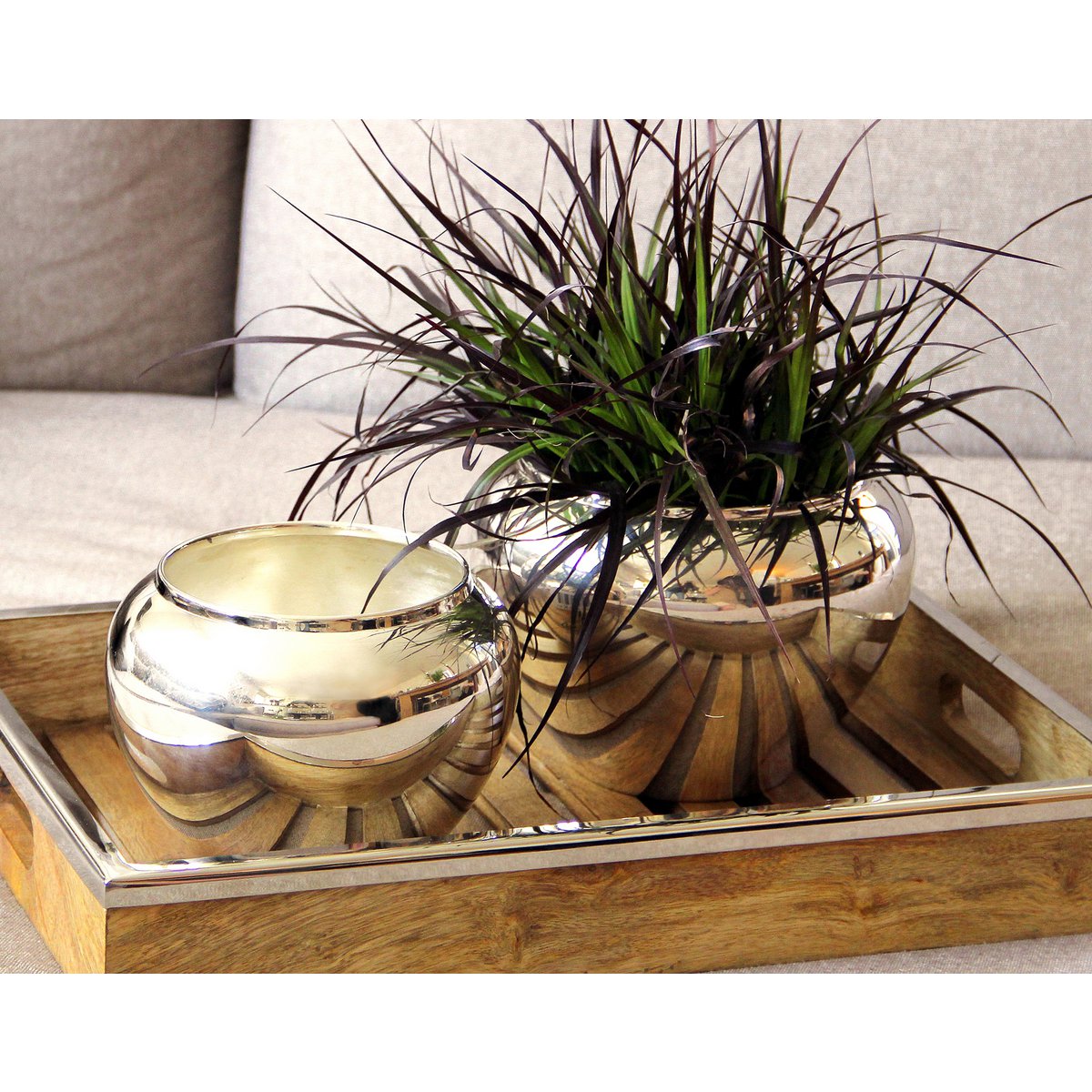 EDZARD Bloempot Madeira, verzilverd, hoogte 17 cm, diameter 25 cm, opening diameter 17 cm