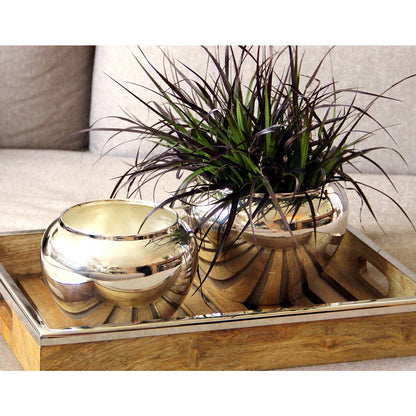 EDZARD Bloempot Madeira, verzilverd, hoogte 17 cm, diameter 25 cm, opening diameter 17 cm