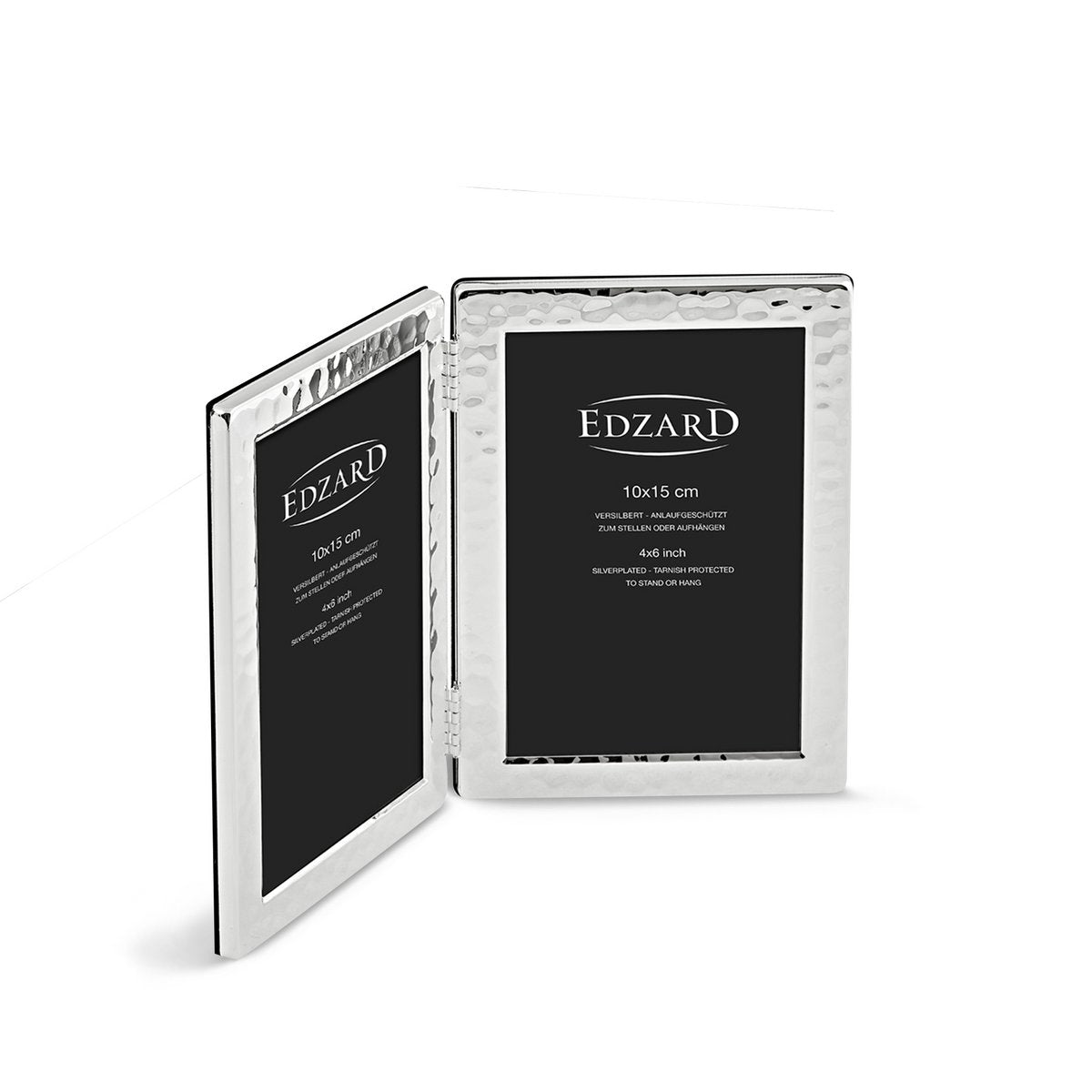 EDZARD dubbele fotolijst Pavia voor 2 foto's 10 x 15 cm staand formaat, edel verzilverd, aanslagvast