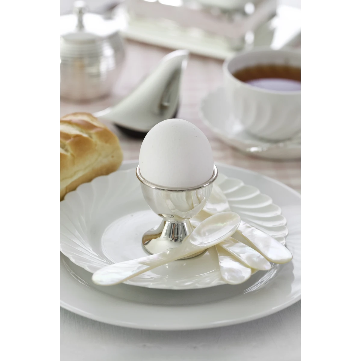 Set van 2 classo eierdopjes (hoogte 5 cm), klassieke vorm, zwaar verzilverd