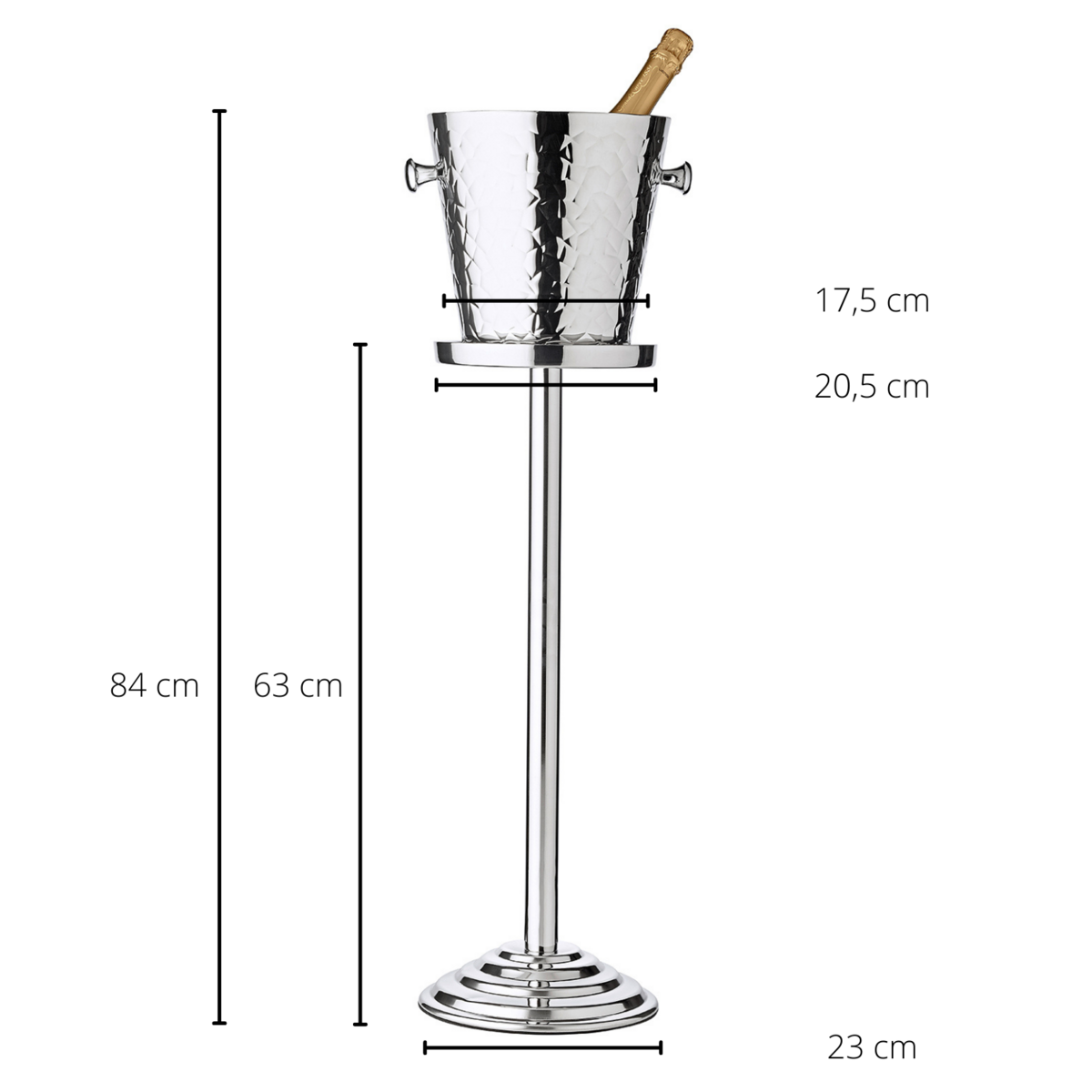 EDZARD champagnekoeler Capri met voet, hoogwaardig staal gepolijst, buitenkant met patroon, H 85 cm, koeler H 23 cm