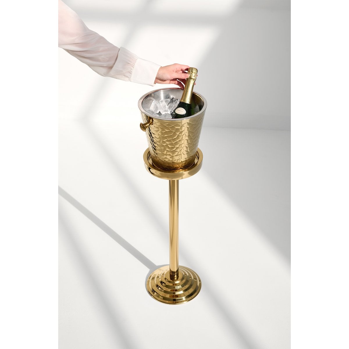 Sektkühler capri met stand in goud h 83 cm
